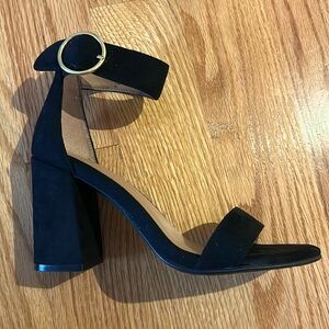 Aerosoles, Lawrence Sandals as 7.5, comfy, sexy, faux black suede, heel 3.5”